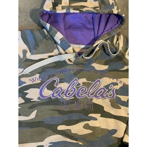 Cabela’s Camo Hoodie XL Pullover Sweatshirt Purple Lined Outdoor - Picture 2 of 4